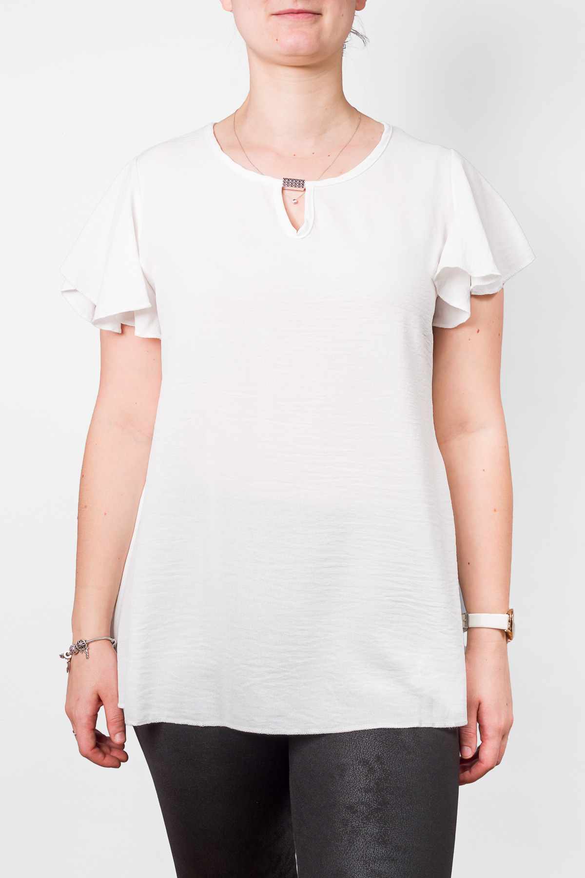 Dámsky top s nariasenými rukávmi - biely